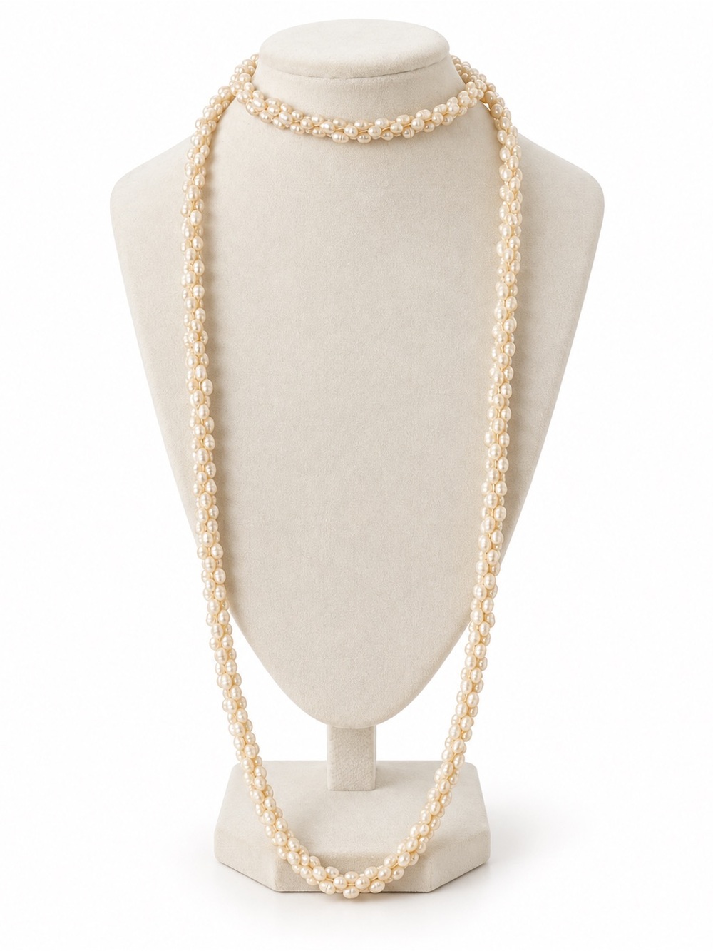 Long Multi-Strand Pearl Beaded Statement Necklace